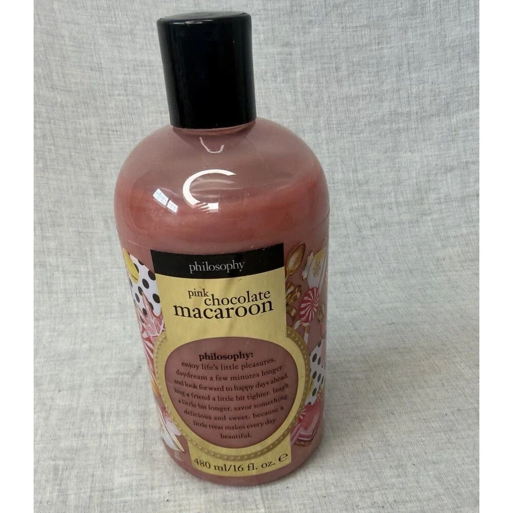 Philosophy Pink Chocolate Macaroon Shower Gel Shampoo Bubble Bath 16oz New 480mL